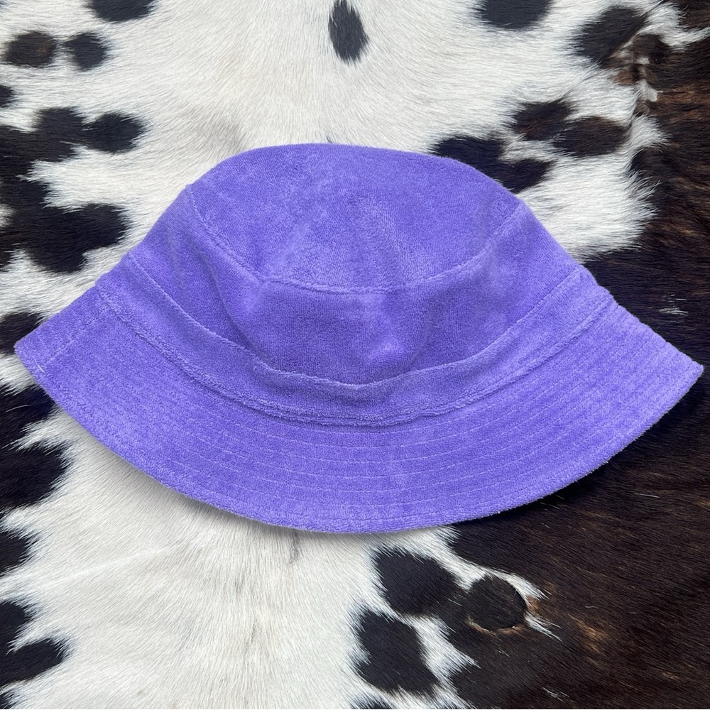 gorpcore streetwear lavender purple towel fabric bucket hat